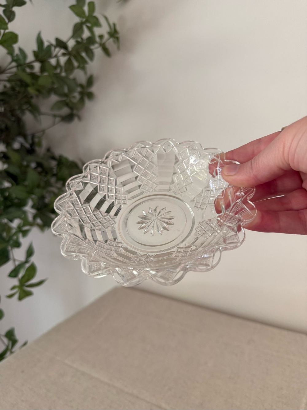 Clear Cut Glass Decorative Candy Dish